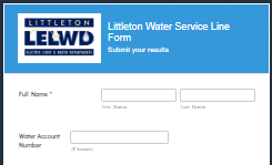 Online form for the Water Service Line Inventory Project collecting resident contact details and information about their service lines to survey potential lead presence.