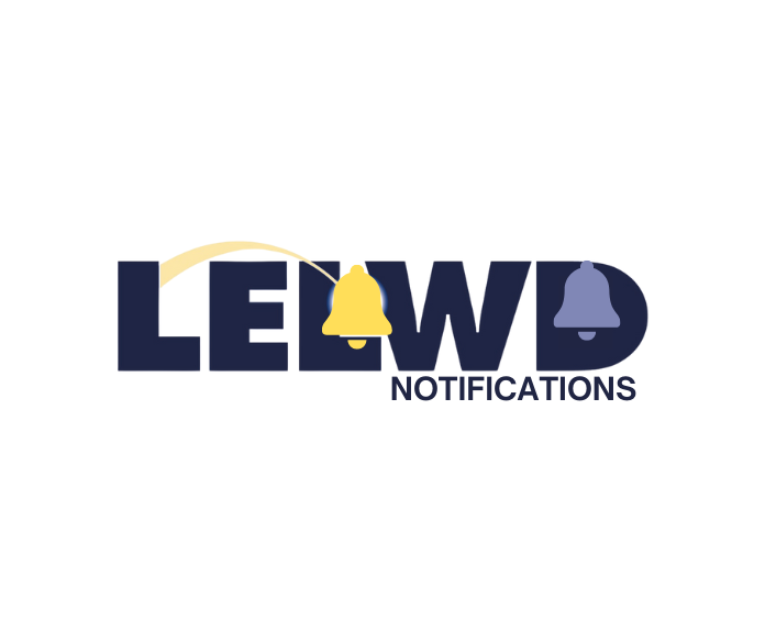 LEWOO Notifications logo with a yellow bell icon.