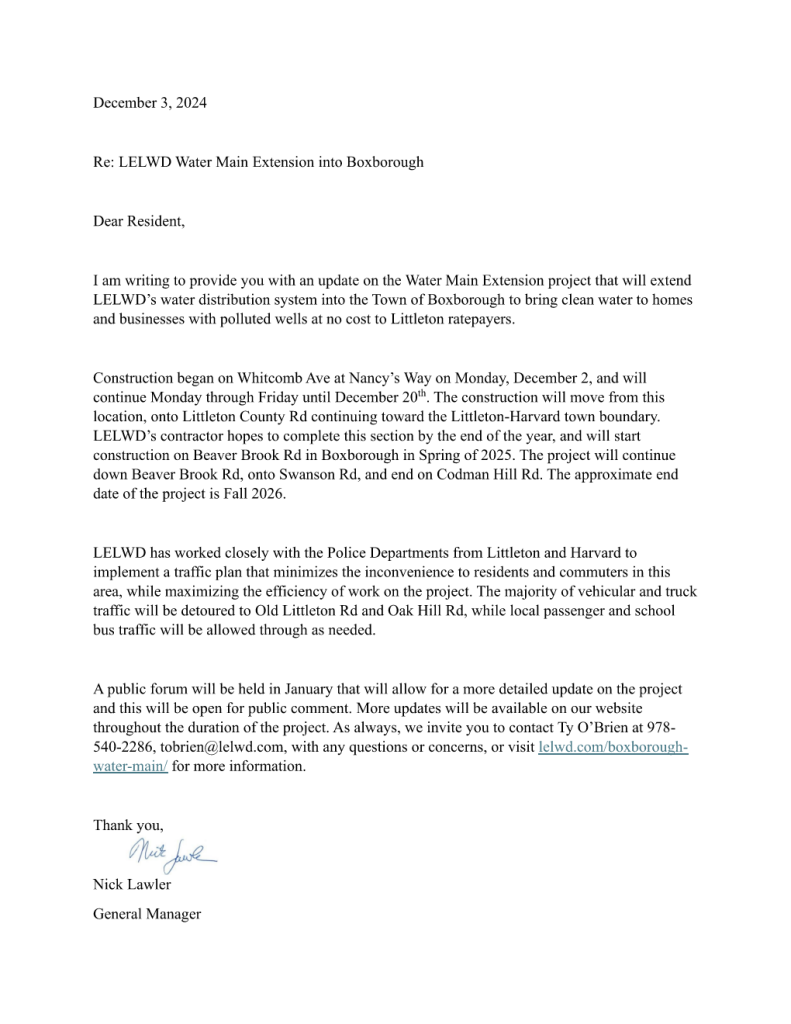 Construction Notification and Project Update 1(b)